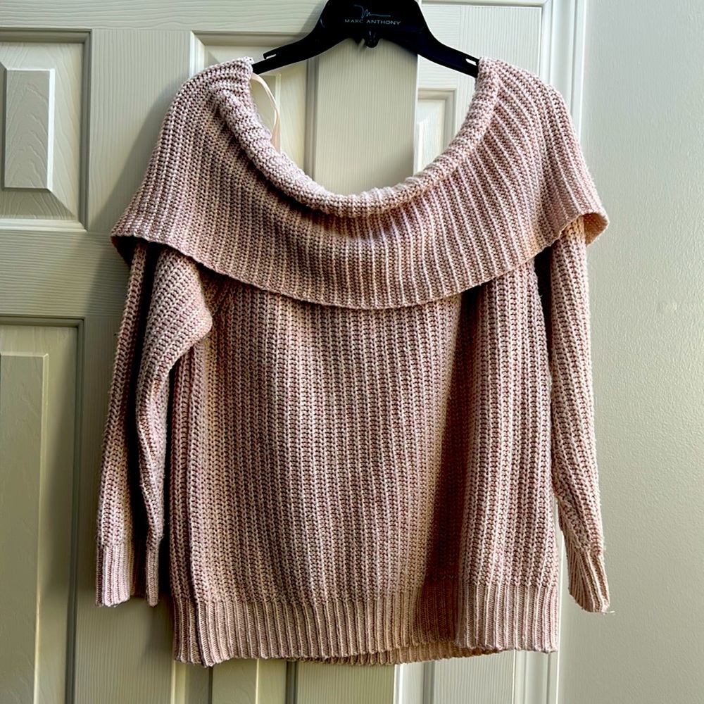 Off the shoulder dusty pink sweater